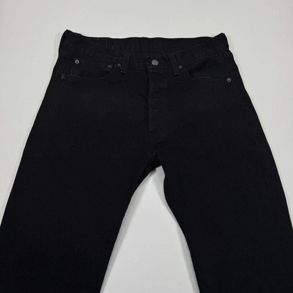 Levis 501 Mens Jeans 33x34 Black Straight Leg Button Fly Denim Classic Casual